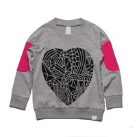 Minti Summer Crew Patterned Heart Grey Marle